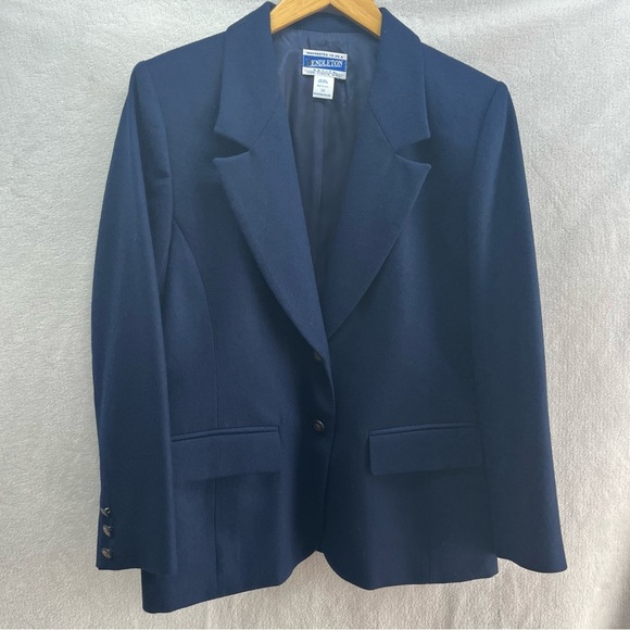 Vintage Pendleton 100% Virgin Wool Royal Blue Two Button Women's Blazer Size 10 - Picture 2 of 11